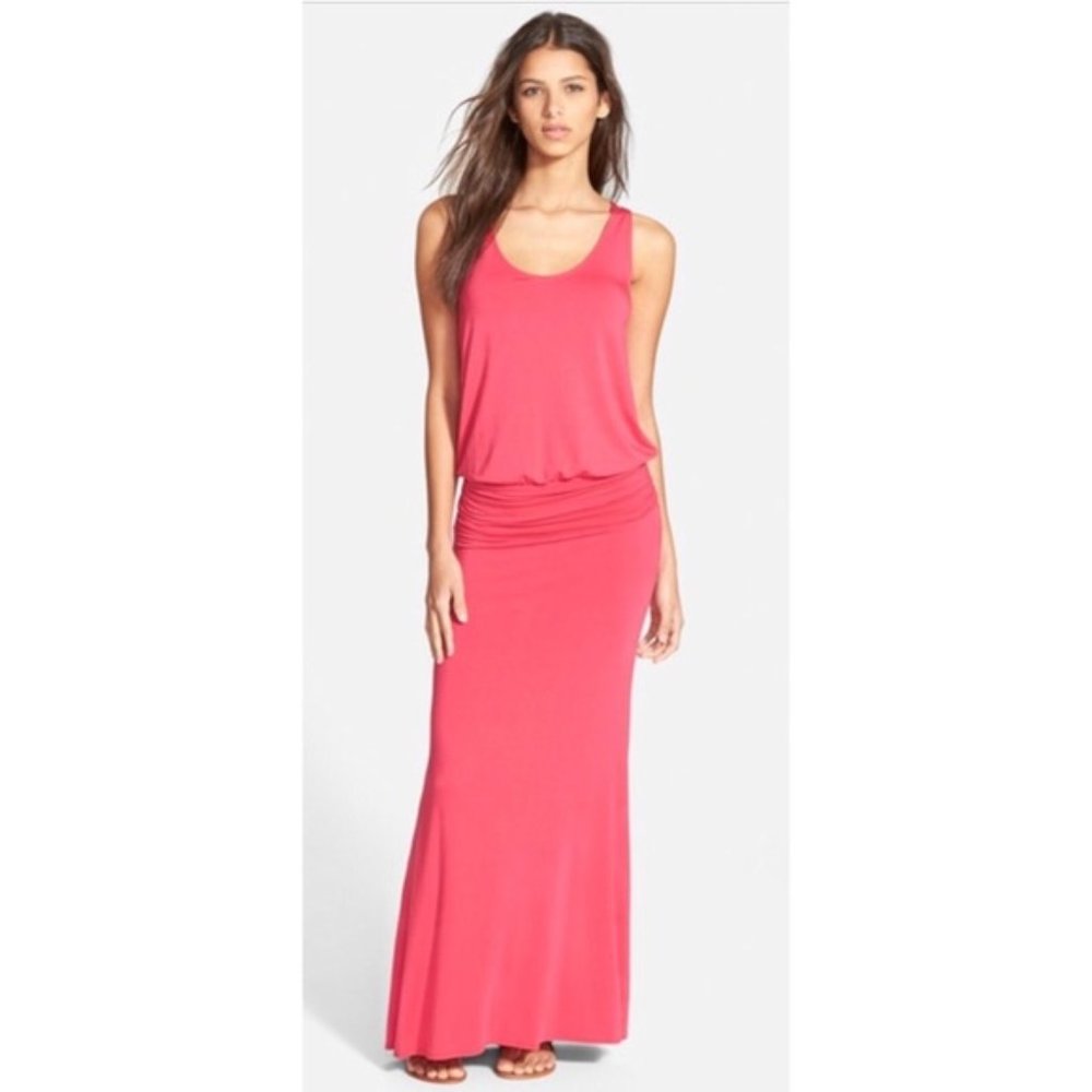 NWT SOFT JOIE Katara Maxi Dress magenta Jazz Pink Ruched Size S